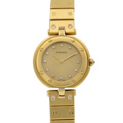 Cartier Santos Vendome 18 Karat Gold Diamond Quartz Ladies Watch Ref 8191