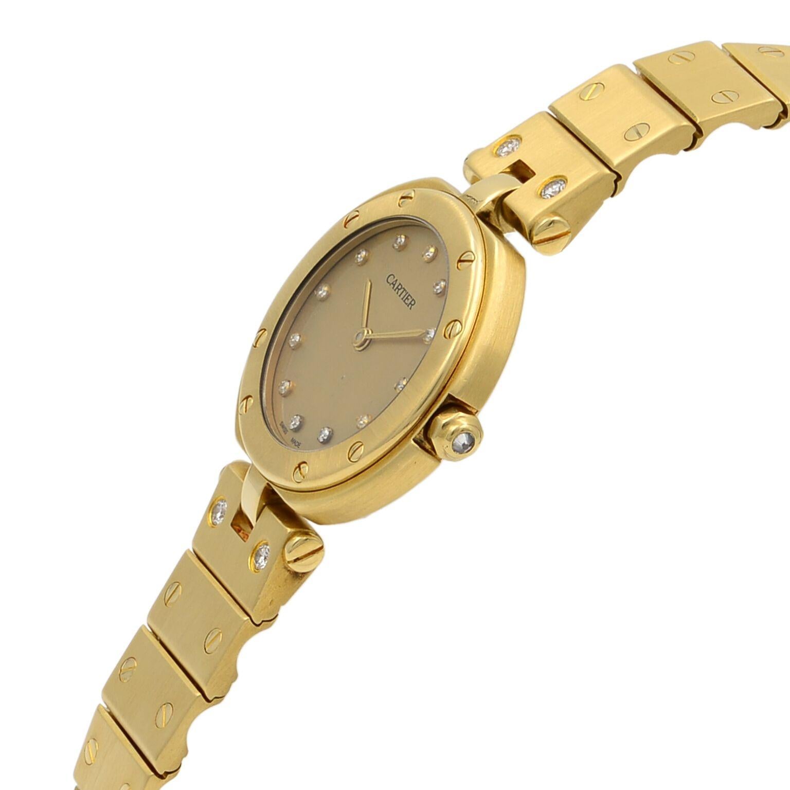 Cartier Santos Vendome 18 Karat Gold Diamond Quartz Ladies Watch Ref 8191 In Good Condition In New York, NY