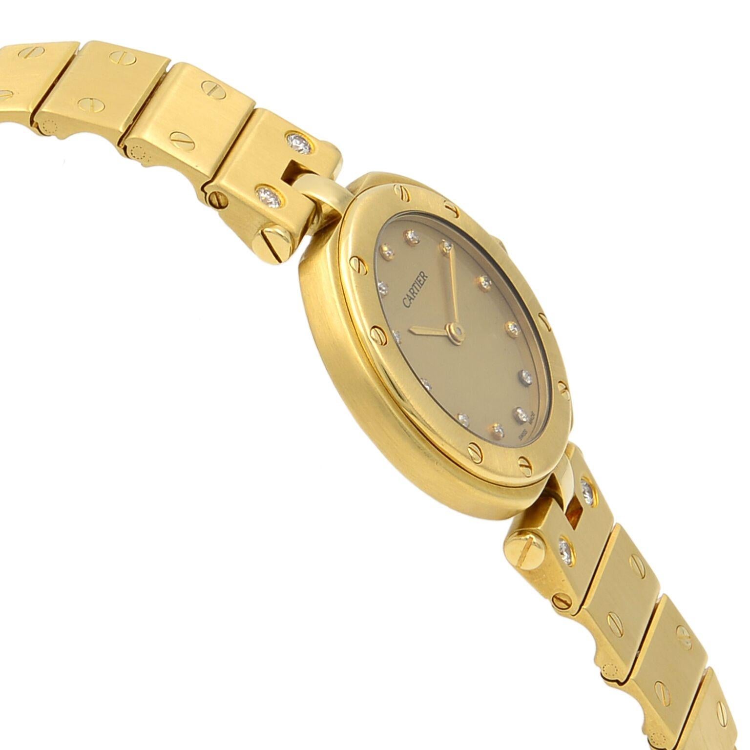 Women's Cartier Santos Vendome 18 Karat Gold Diamond Quartz Ladies Watch Ref 8191