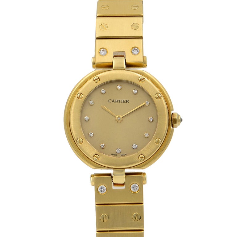 Cartier Santos Vendome 18 Karat Gold Diamond Quartz Ladies Watch Ref 8191 For Sale At 1stdibs