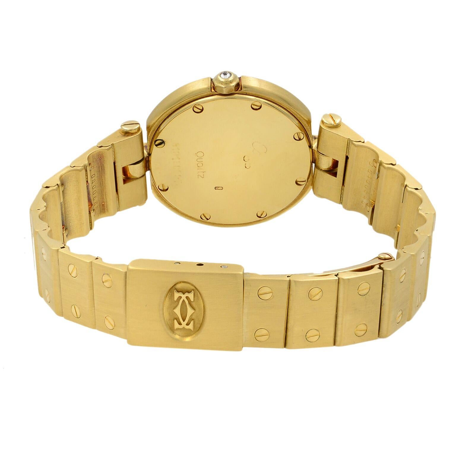 Cartier Santos Vendome 18 Karat Gold Diamond Quartz Ladies Watch Ref 8191 In Good Condition In New York, NY