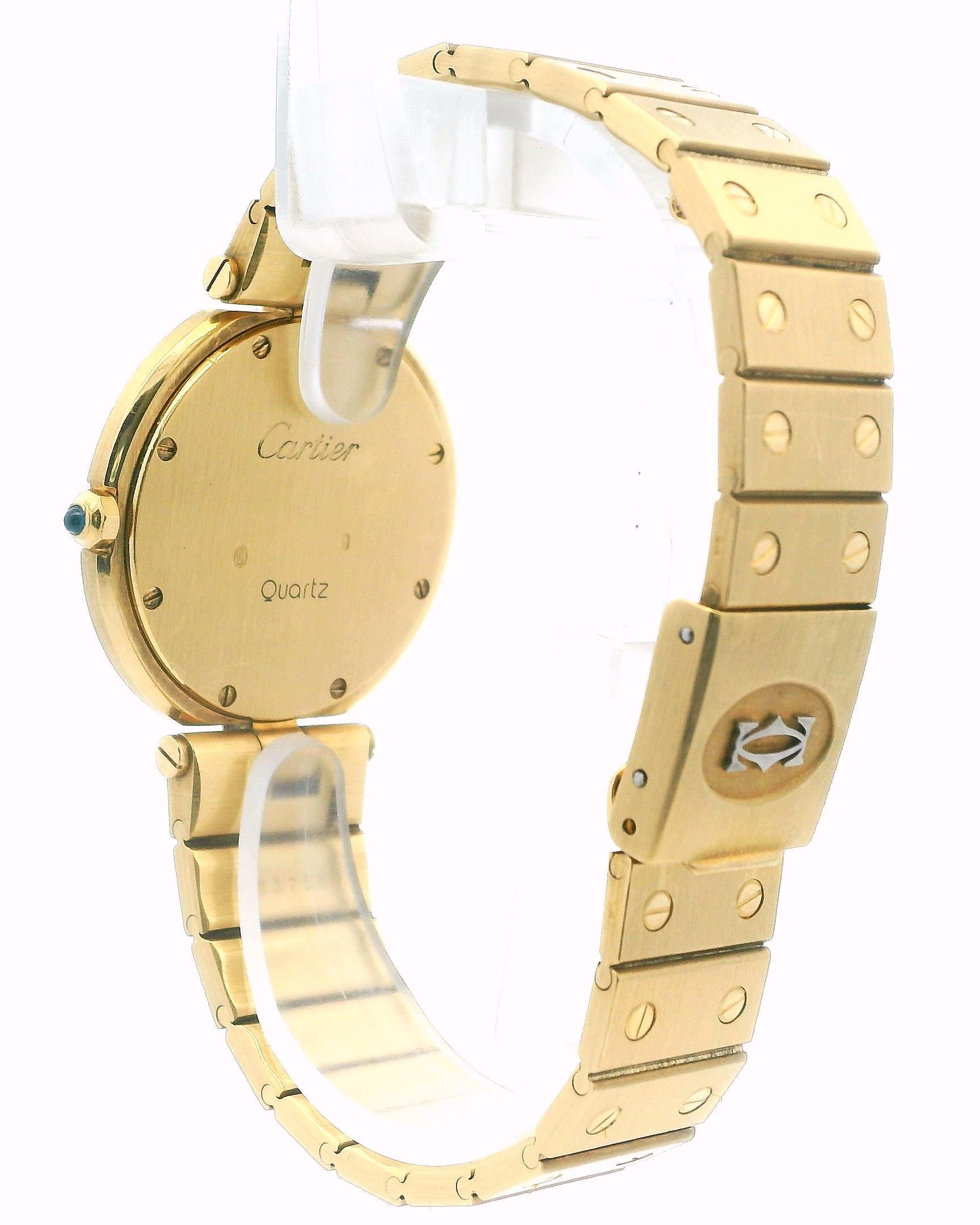 Cartier Santos Vendome 81914 Large 18k Yellow Gold Ghost Dial In Excellent Condition For Sale In Great Neck Plaza, NY