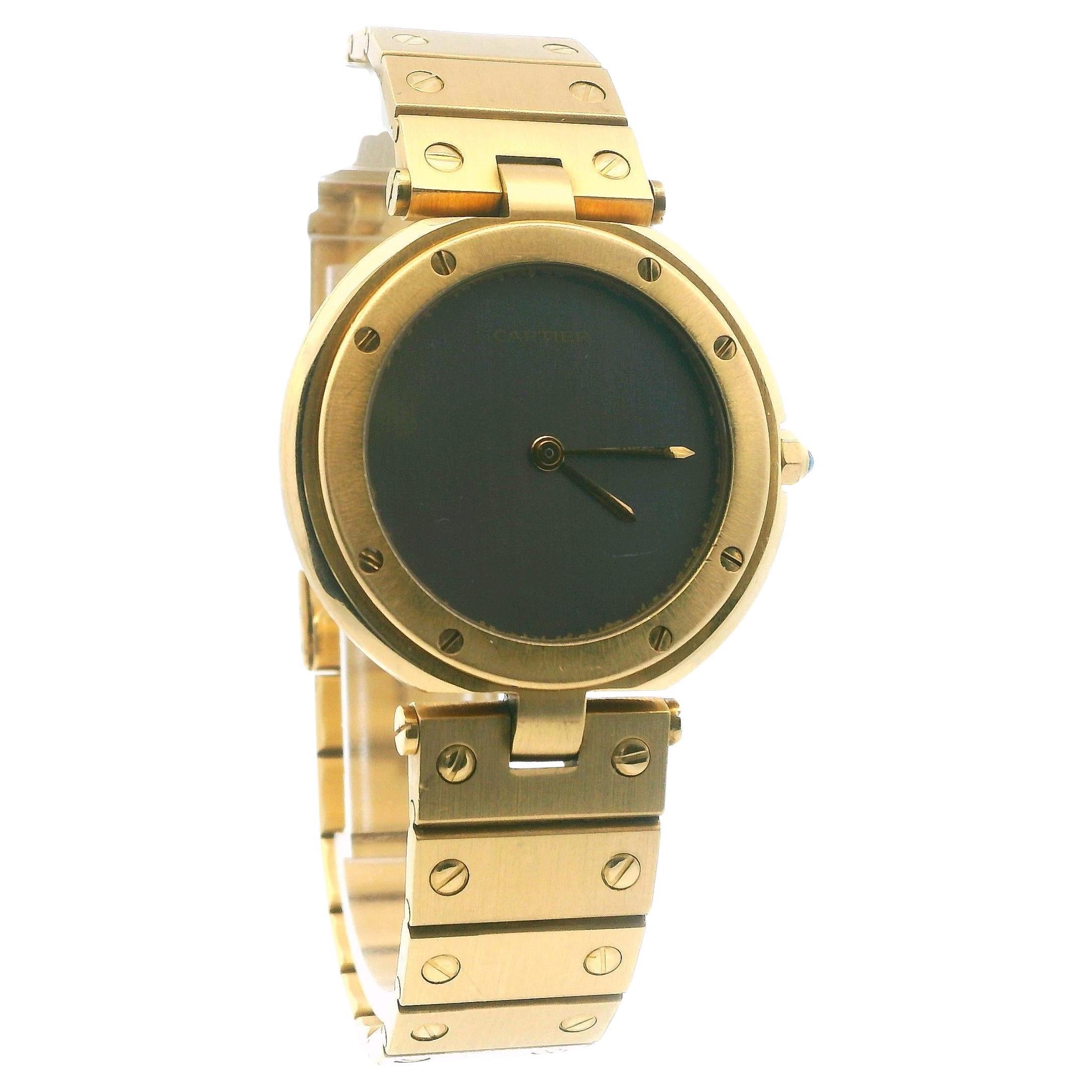 Cartier Santos Vendome 81914 Large 18k Yellow Gold Ghost Dial For Sale