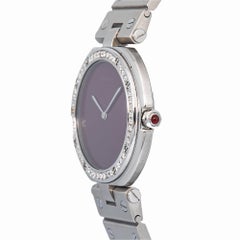 Cartier Santos Vendome 8192 SS Diamond Quartz Burgundy Dial Unisex Watch 33mm