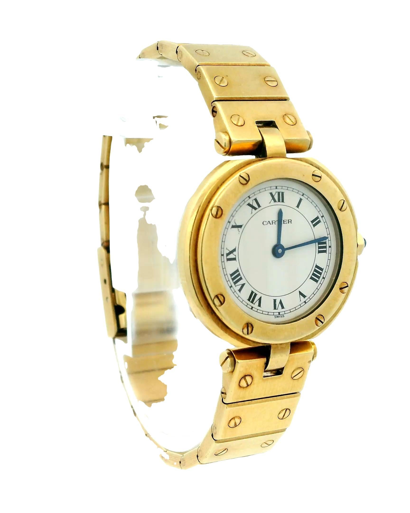 Cartier Santos Vendôme 84738788 18K Yellow Gold Ladies Watch In Good Condition For Sale In Great Neck Plaza, NY