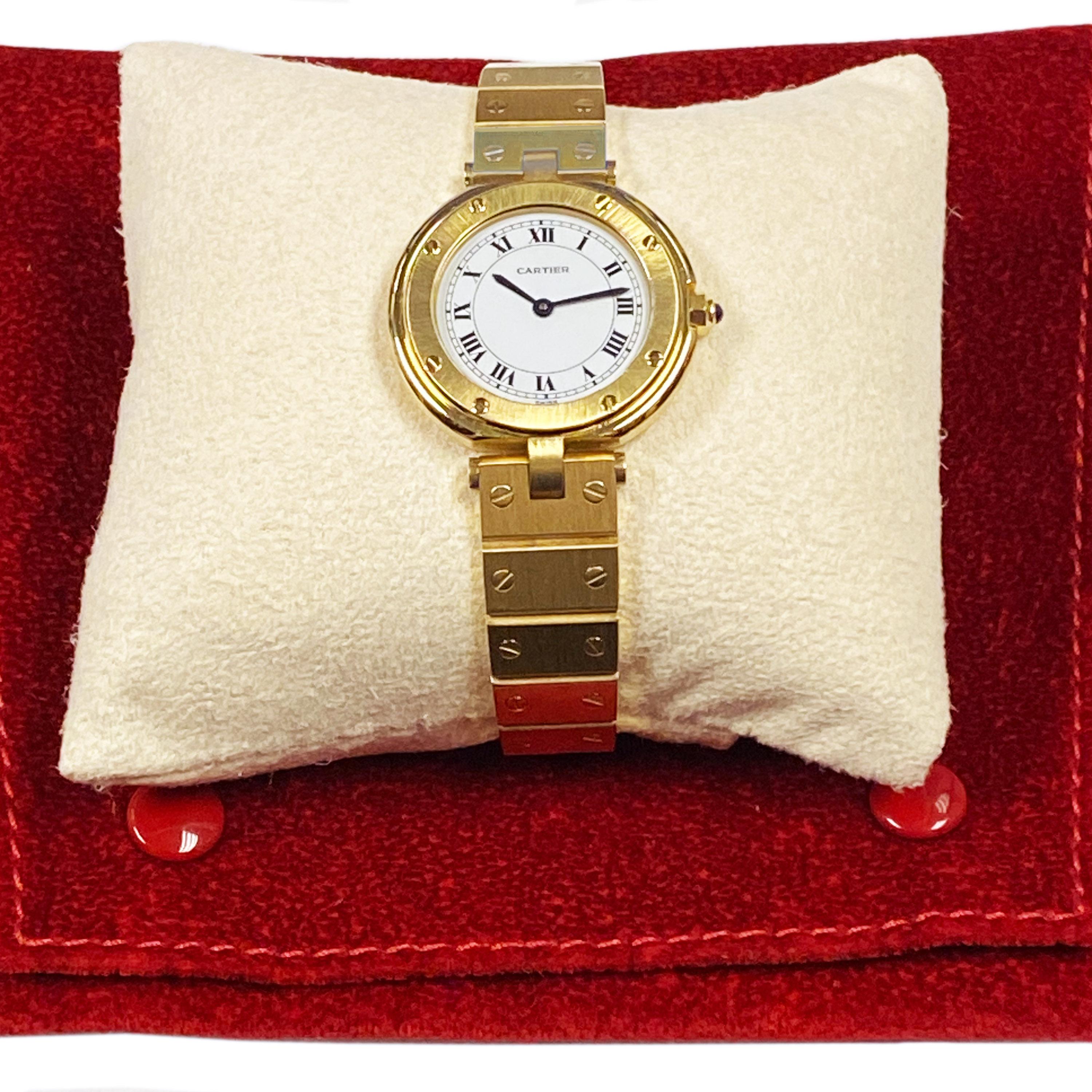 Cartier Santos Vendome Gold Ladies Quartz Bracelet Wrist Watch In Excellent Condition In Chicago, IL