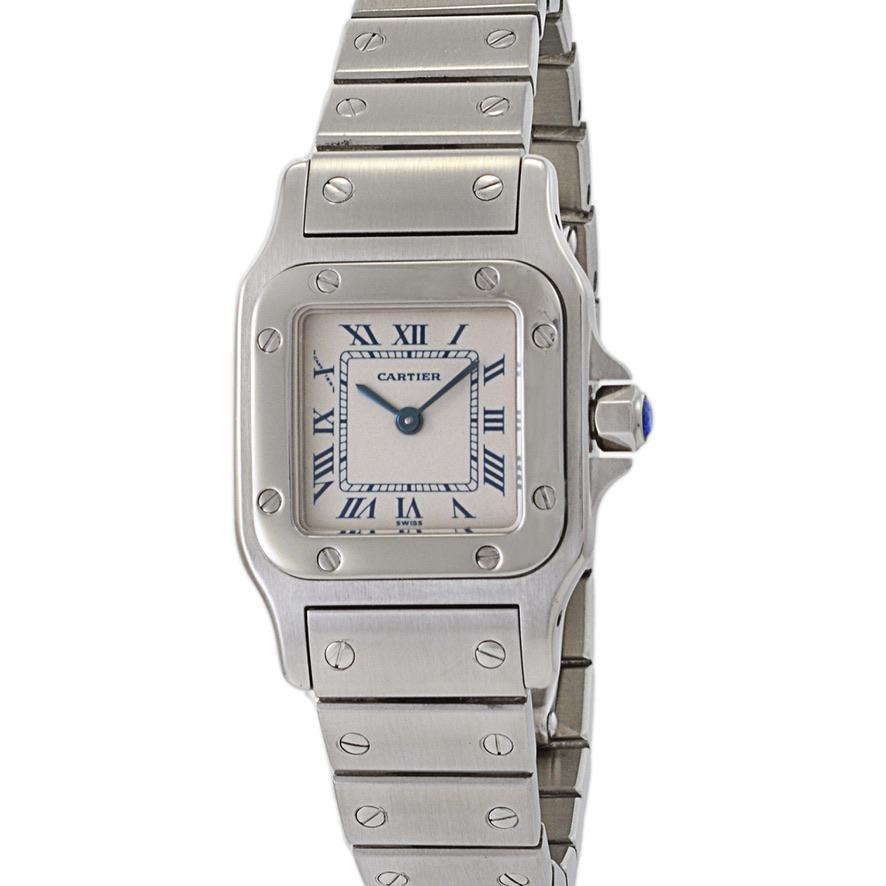 Cartier Santos Uhr aus Edelstahl mit Quarz im Zustand „Gut“ im Angebot in New York, NY