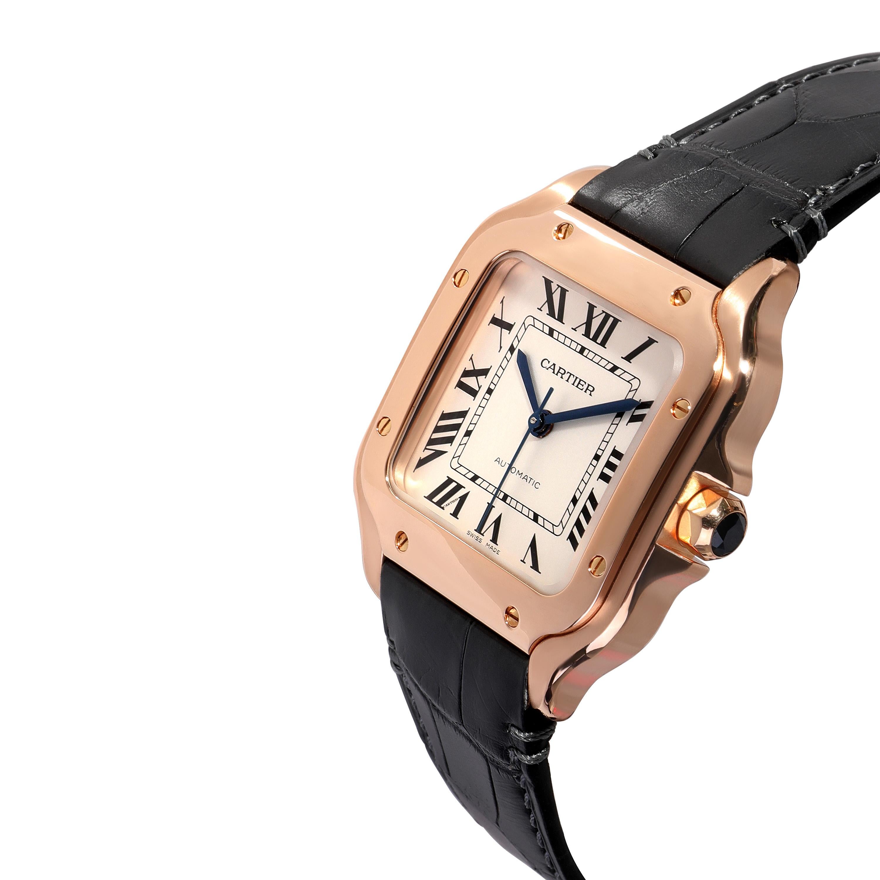 Cartier Santos WGSA0012 Unisex Watch in 18kt Rose Gold In Excellent Condition In New York, NY