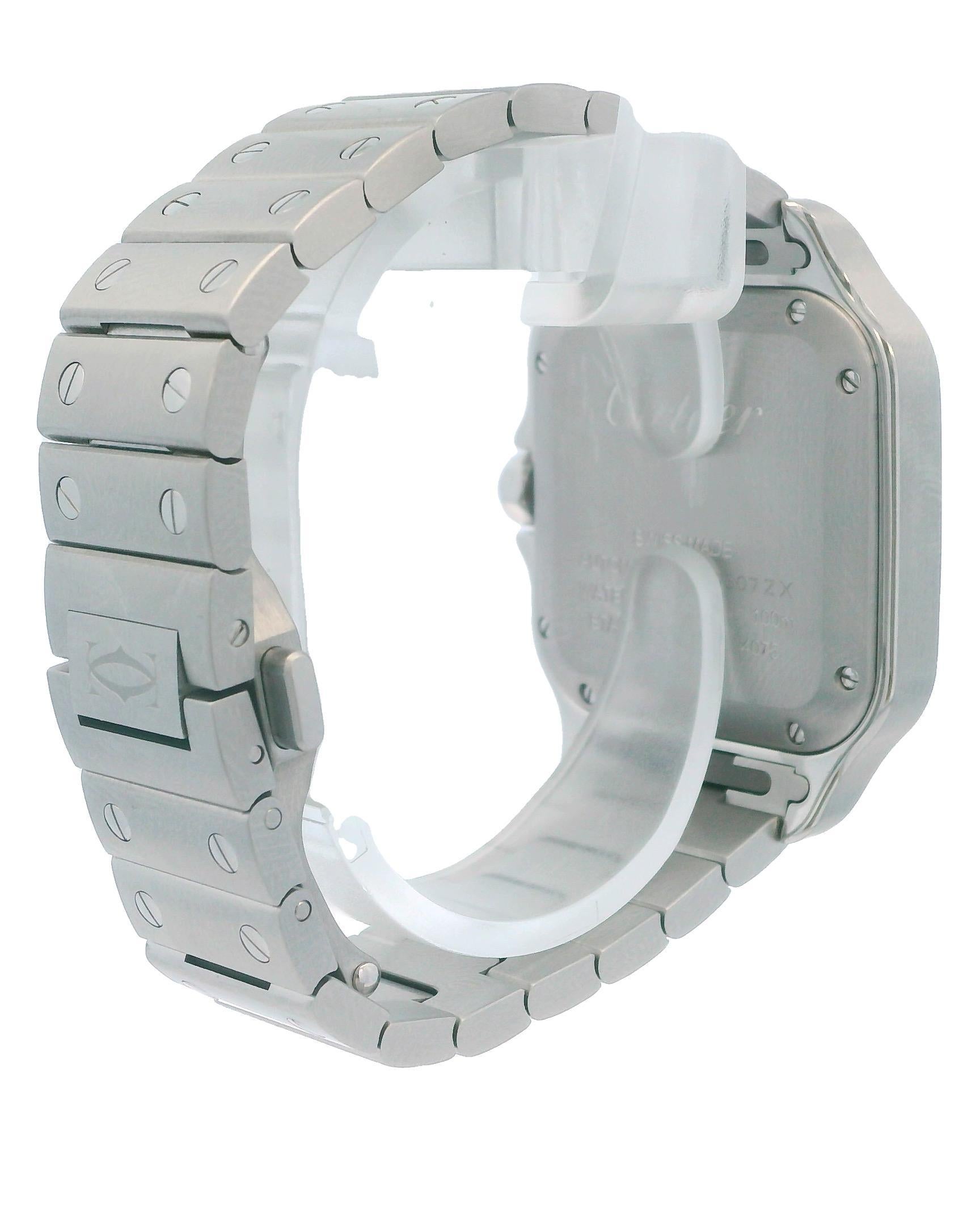 Cartier Santos WSSA0029 MidSize Stainless Steel Watch & Box For Sale 1