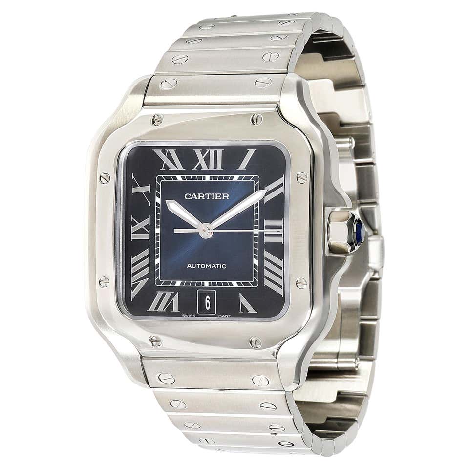 CARTIER Stainless Steel Automatic Santos Wristwatch at 1stDibs