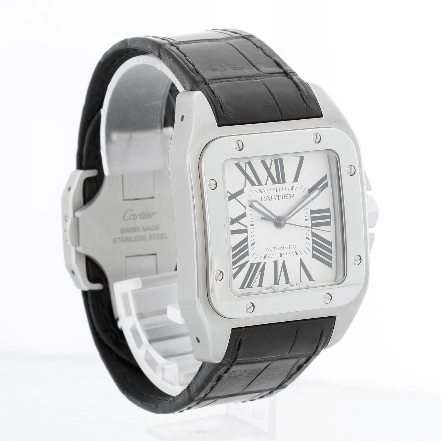 Cartier Santos XL 100 Steel Automatic Men's Watch W20073X8 2656 In Excellent Condition In Dallas, TX