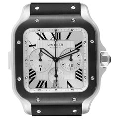 Cartier Santos XL Chronograph Steel ADLC Mens Watch WSSA0017 Box Card