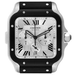 Cartier Santos XL Chronograph Steel ADLC Mens Watch WSSA0017 Card