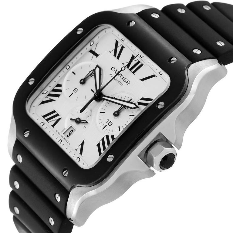 Cartier Santos XL Chronograph Steel ADLC Mens Watch WSSA0017 Unworn For