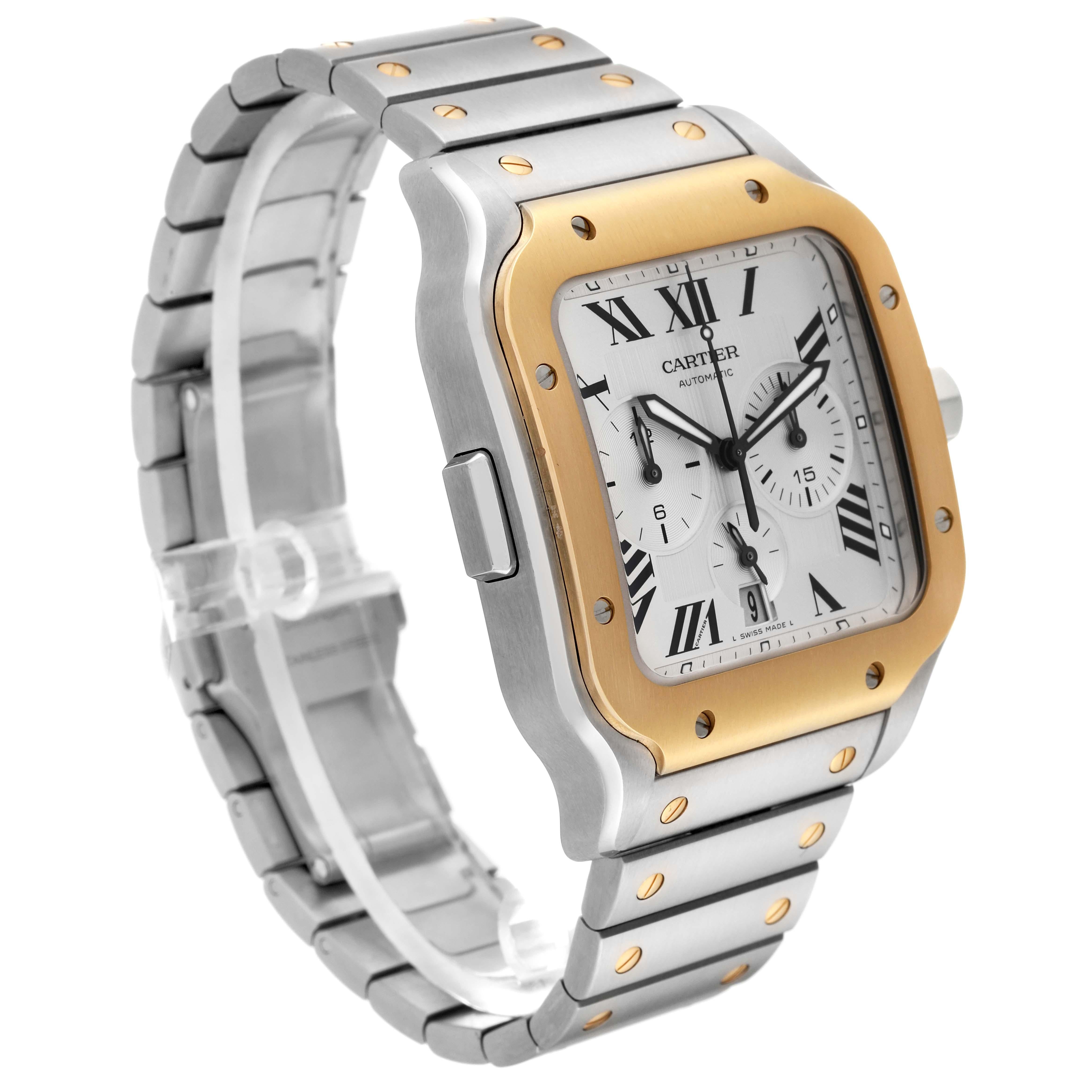 Cartier Montre Santos XL chronographe en acier et or jaune pour hommes W2SA0008 avec carte de visite 6