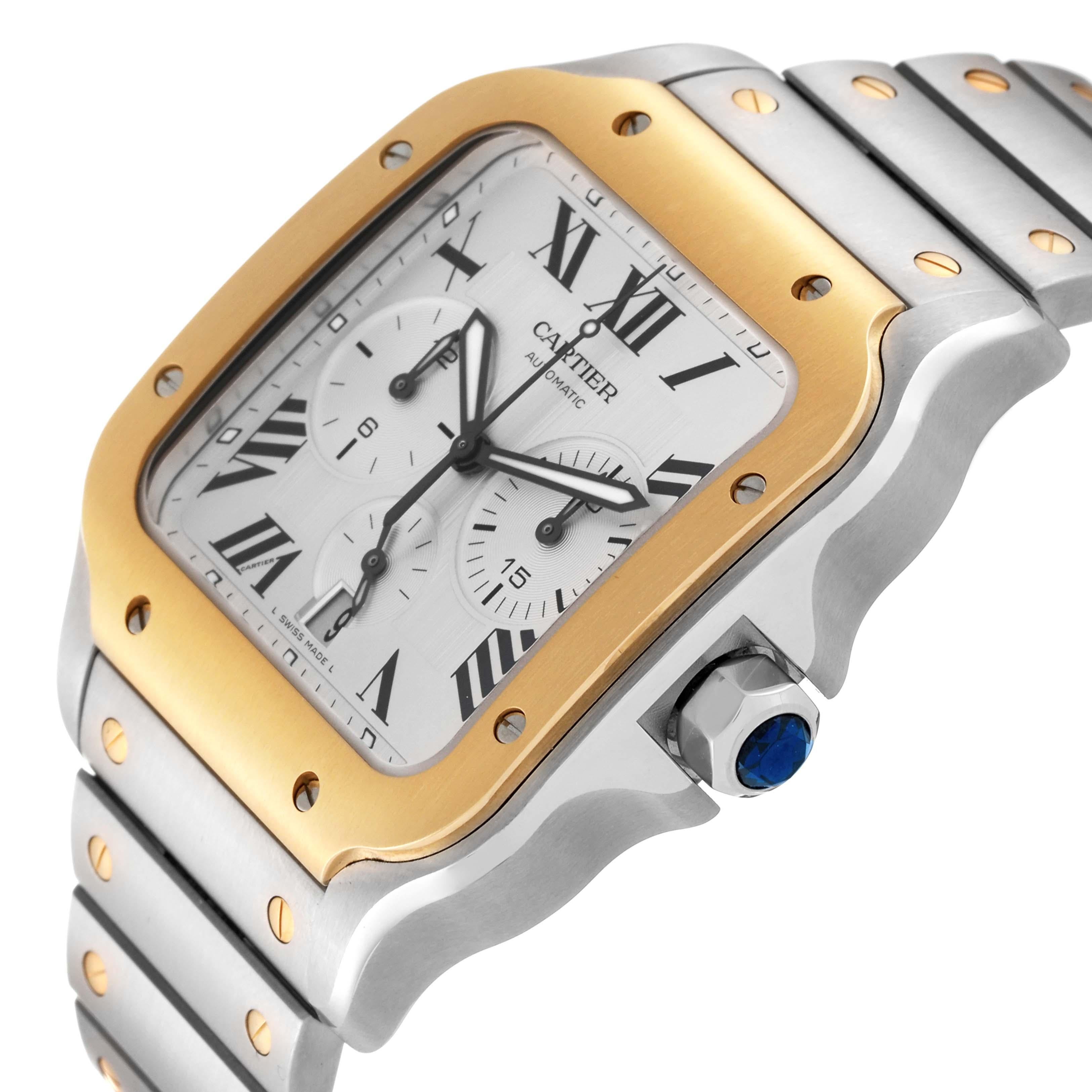  Cartier Montre Santos XL chronographe en acier et or jaune pour hommes W2SA0008 avec carte de visite Pour hommes 