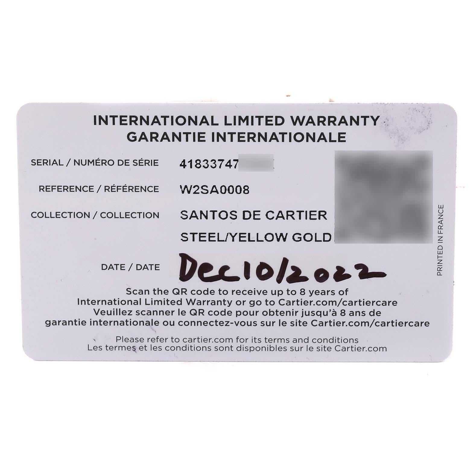 Cartier Santos XL Chronograph Stahl Gelbgold Herrenuhr W2SA0008 Box Kartenetui im Angebot 2