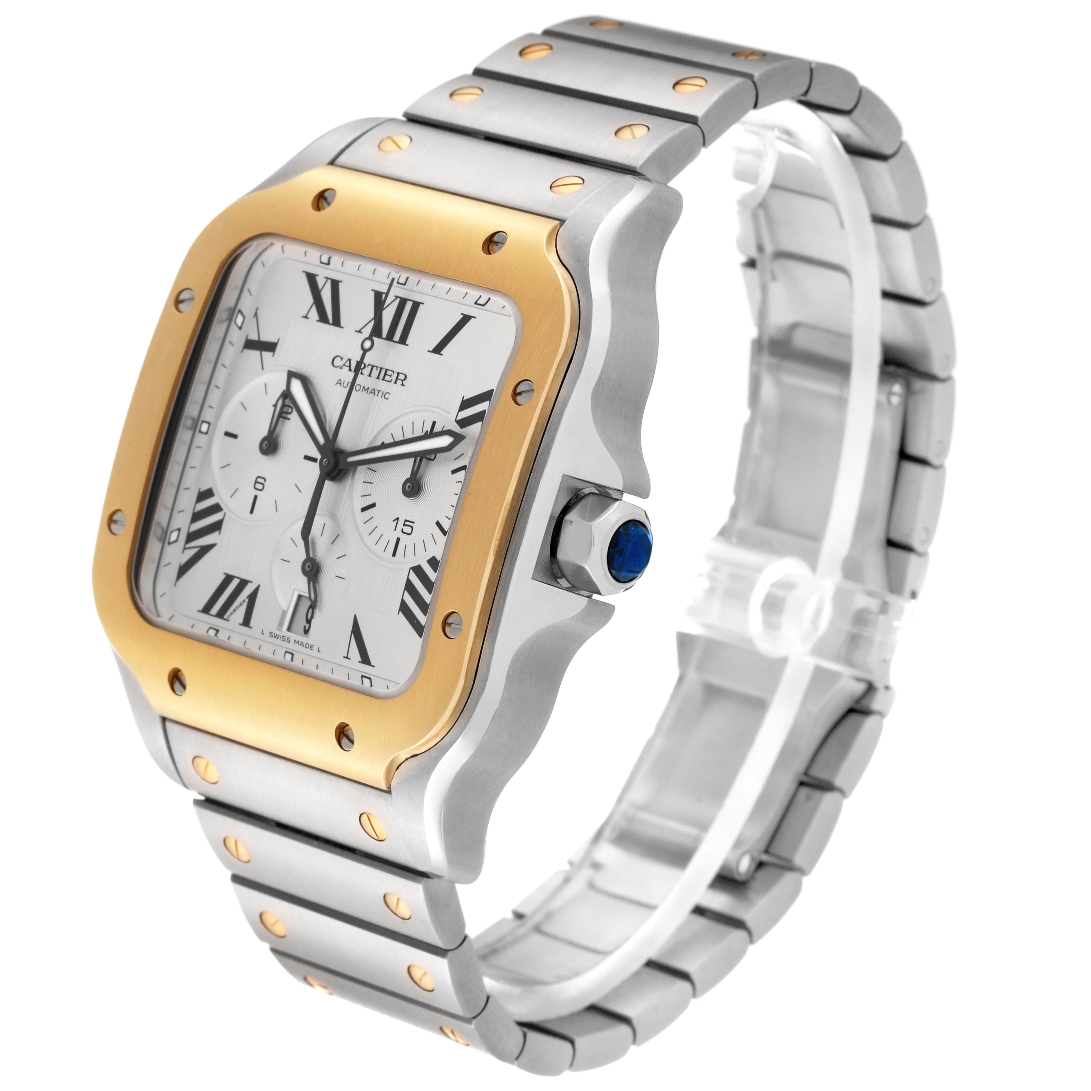 Cartier Montre Santos XL chronographe en acier et or jaune pour hommes W2SA0008 avec carte de visite 5