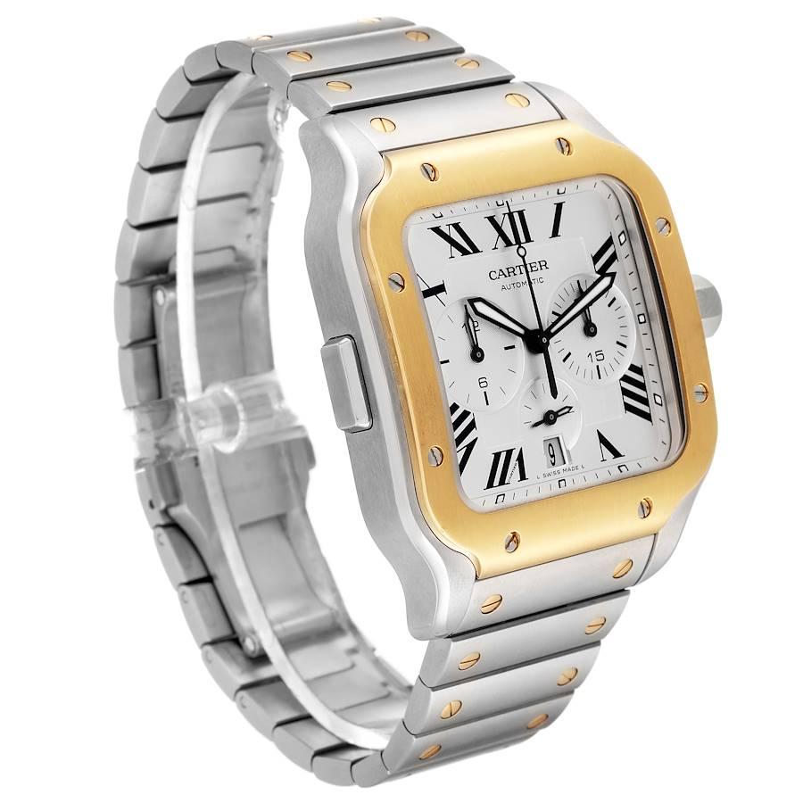 Cartier Santos XL Chronograph Stahl Gelbgold Herrenuhr W2SA0008 Box Papiere im Zustand „Hervorragend“ im Angebot in Atlanta, GA