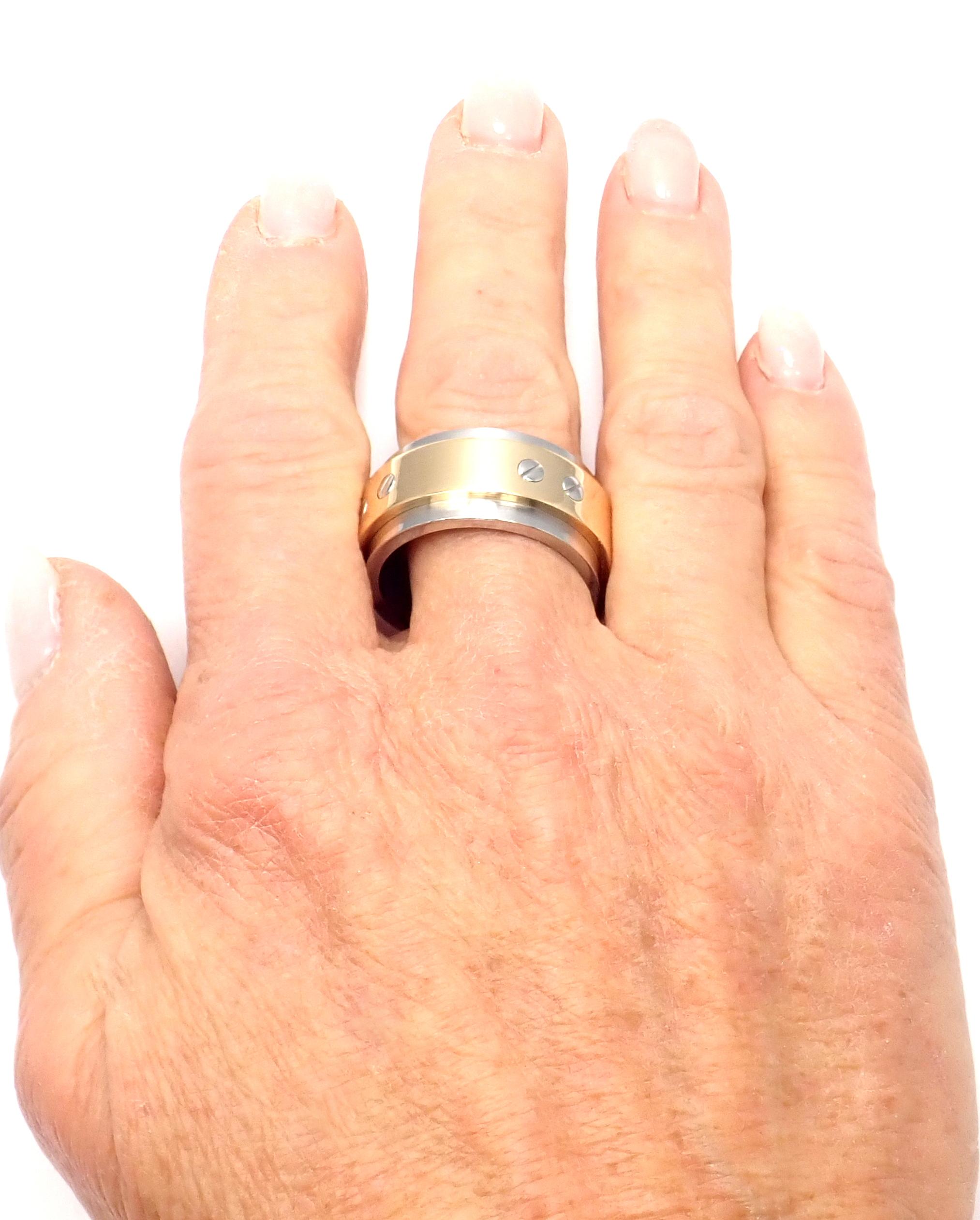 Cartier Santos Yellow Gold and Stainless Steel Band Ring 1