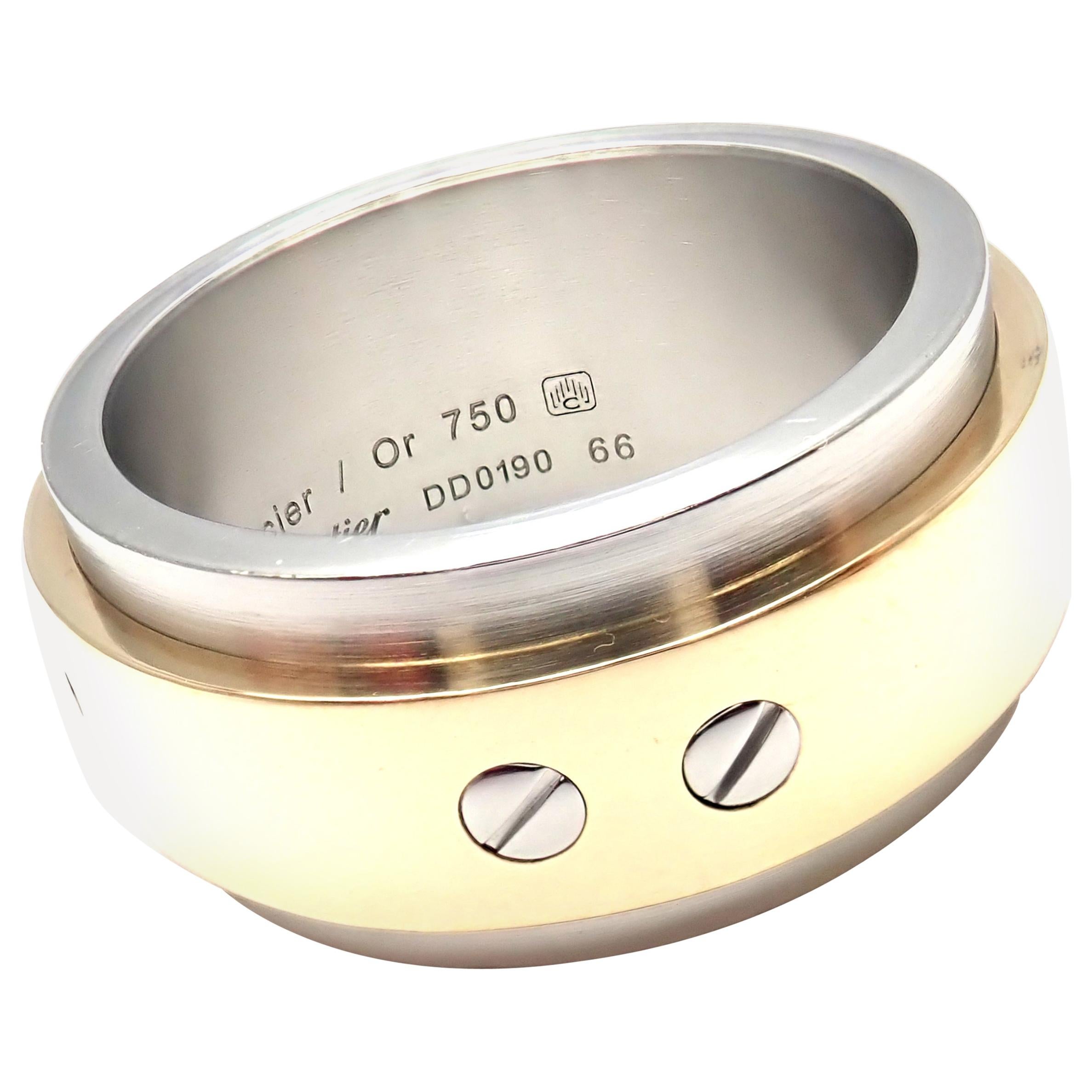 Cartier Santos Yellow Gold and Stainless Steel Band Ring