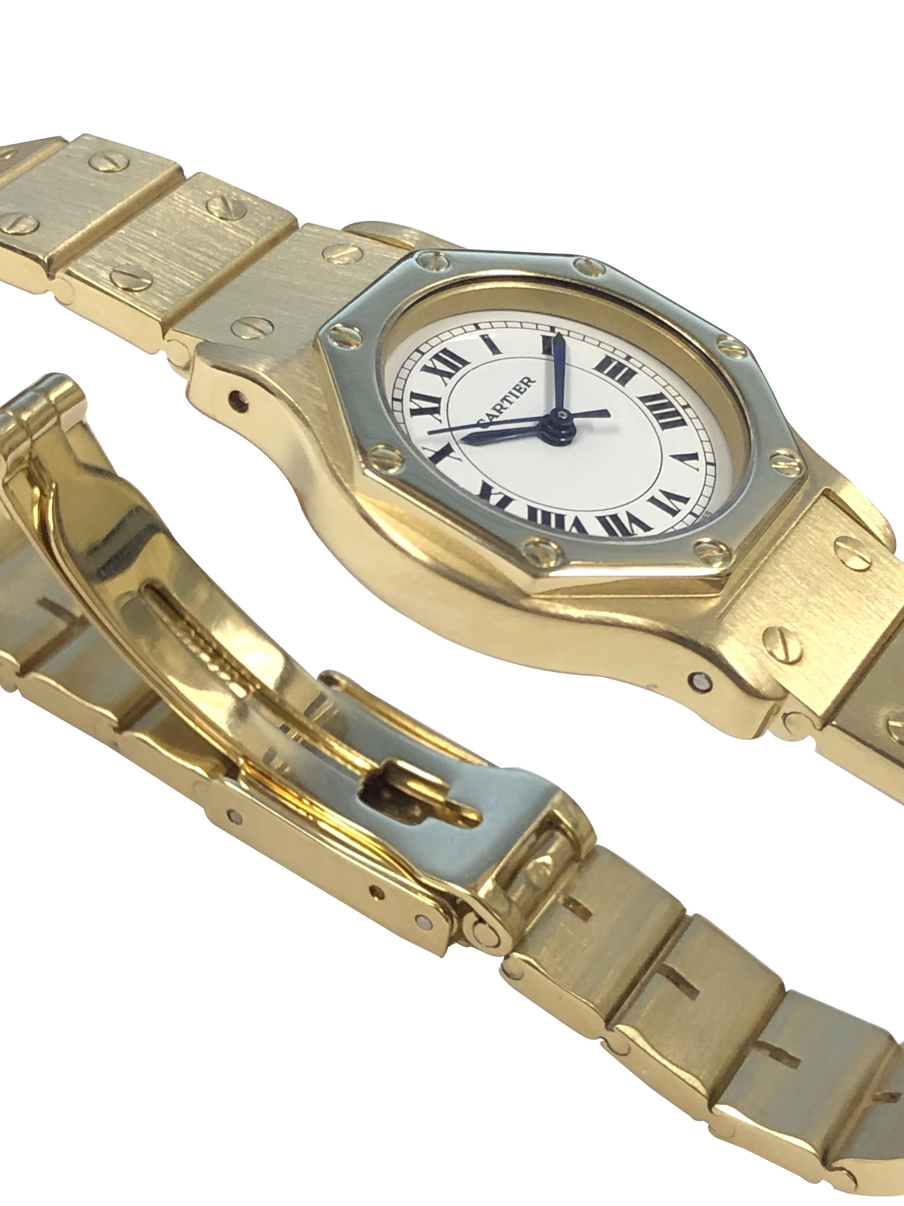 Cartier Santos Yellow Gold Ladies Automatic Wrist Watch In Excellent Condition In Chicago, IL
