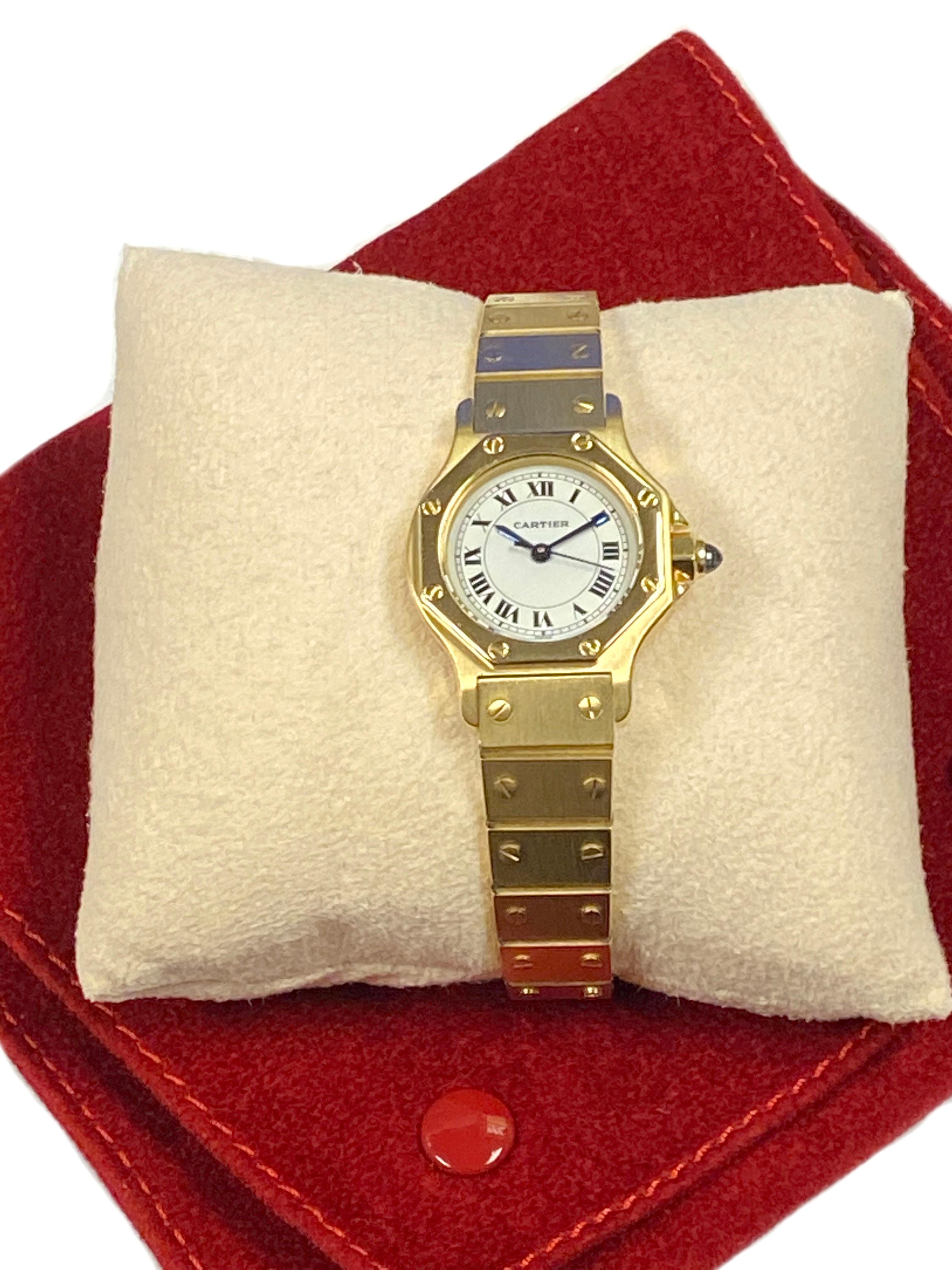 Cartier Santos Yellow Gold Ladies Automatic Wrist Watch 1