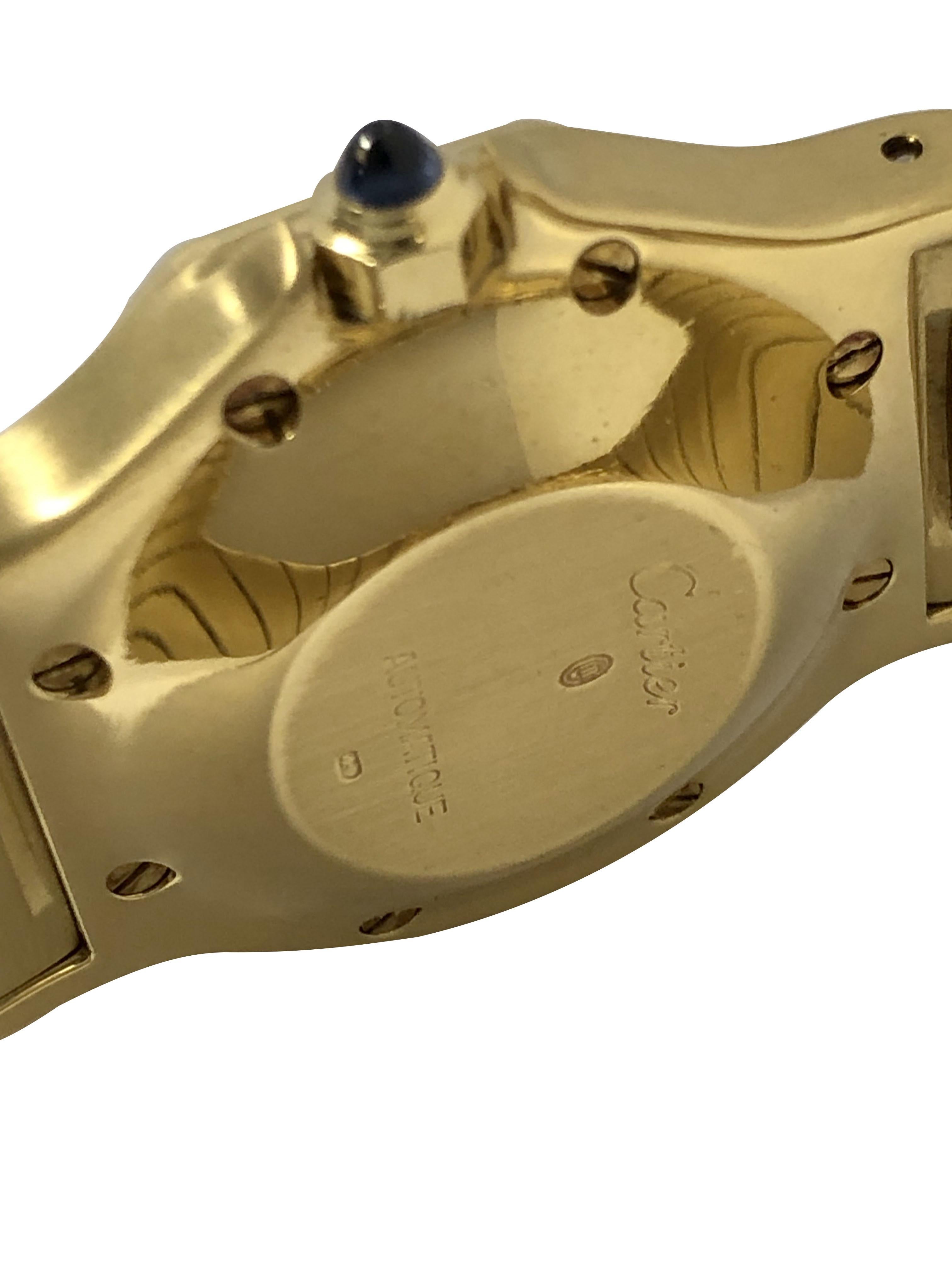 Women's or Men's Cartier Santos Yellow Gold Octagon Midsize Automatic Wrist Watch For Sale