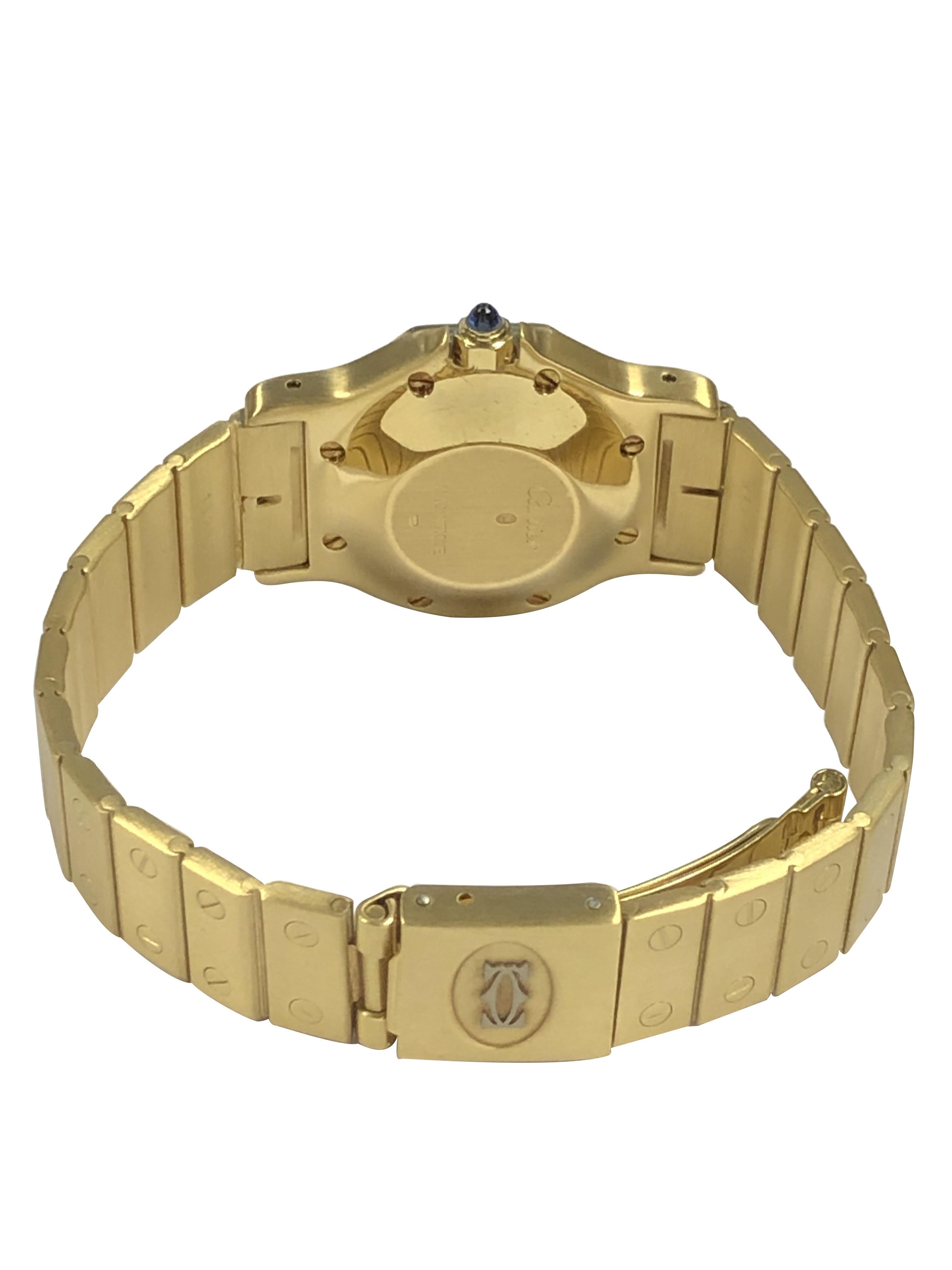 Cartier Santos Yellow Gold Octagon Midsize Automatic Wrist Watch For Sale 1