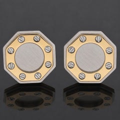 CARTIER Santos Yellow Gold Stainless Steel Octangle Earrings