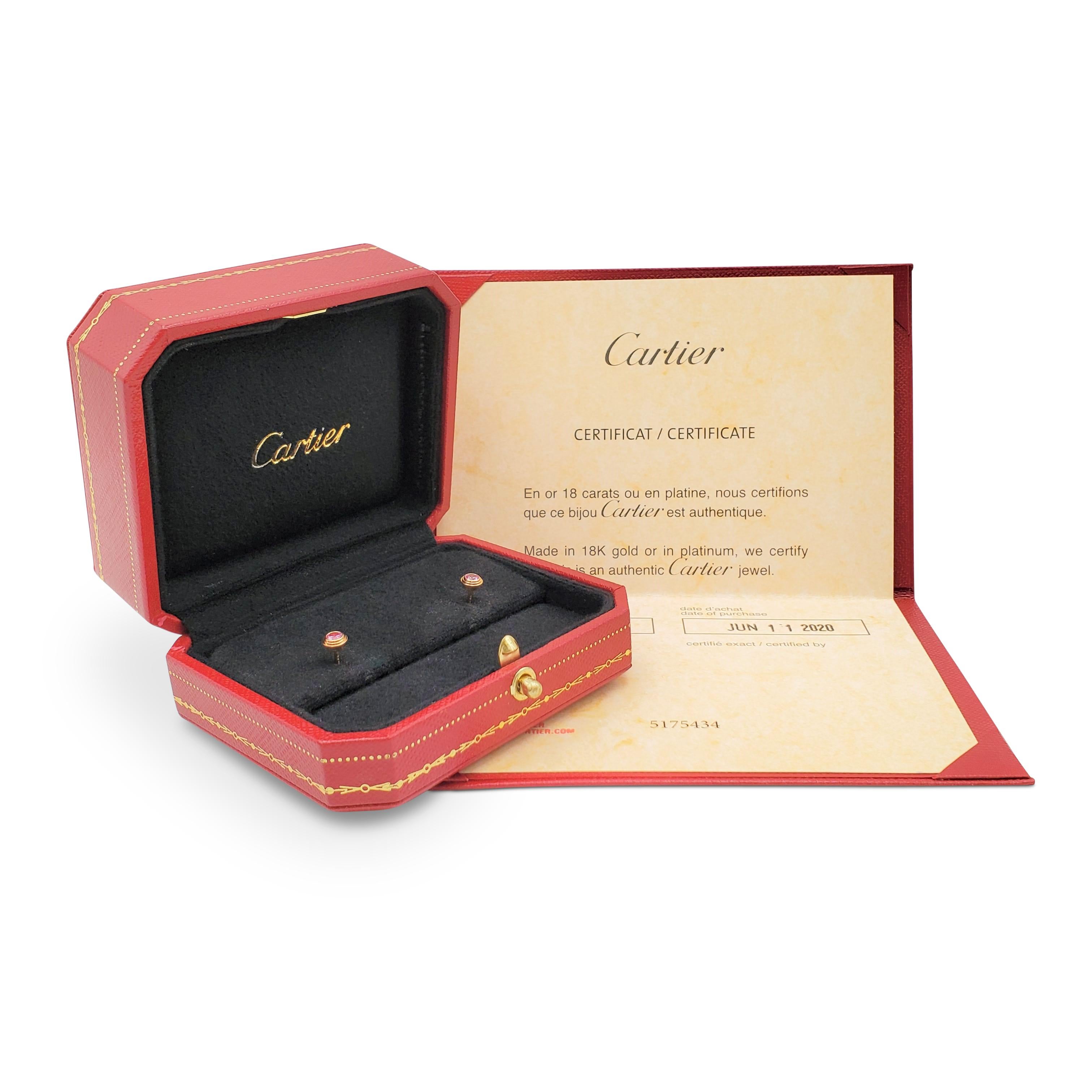 Round Cut Cartier 'Saphirs Légers de Cartier' Rose Gold and Pink Sapphire Stud Earrings