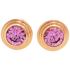 Cartier 'Saphirs Légers de Cartier' Rose Gold and Pink Sapphire Stud Earrings