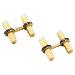 Cartier Sapphire 18 Karat Gold Bar Cufflinks