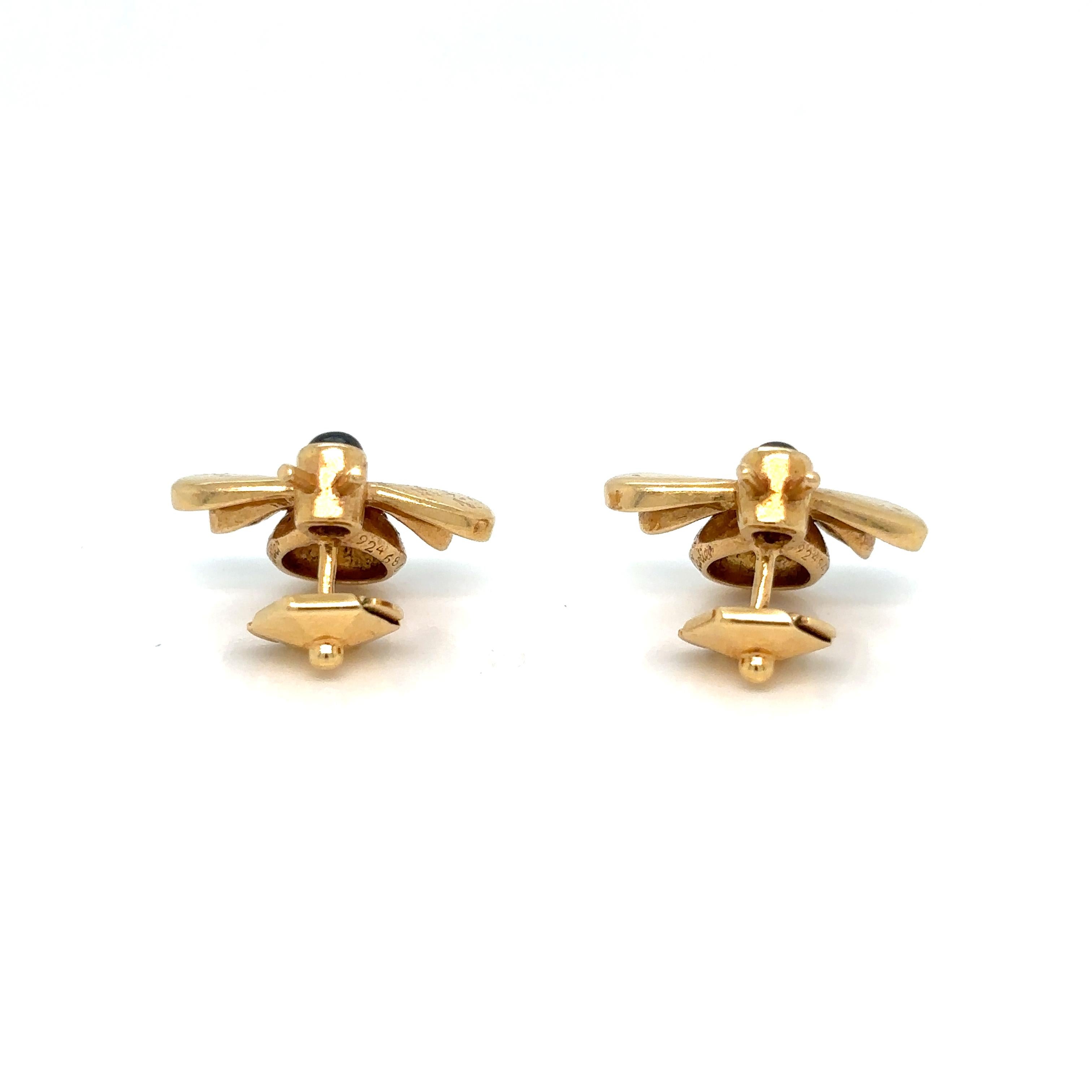 Women's Cartier Sapphire & 18k Gold Bumble Bee Earrings Original Box