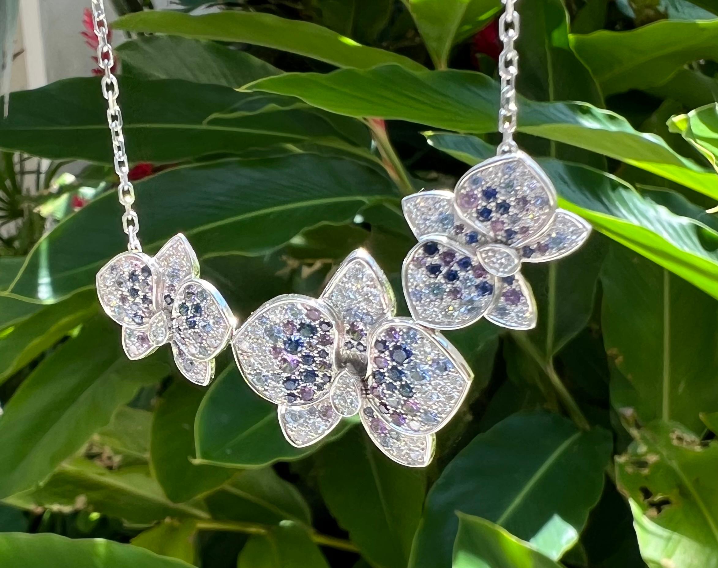 Brilliant Cut Cartier Sapphire Amethyst Diamond Caresse d'Orchidées Necklace