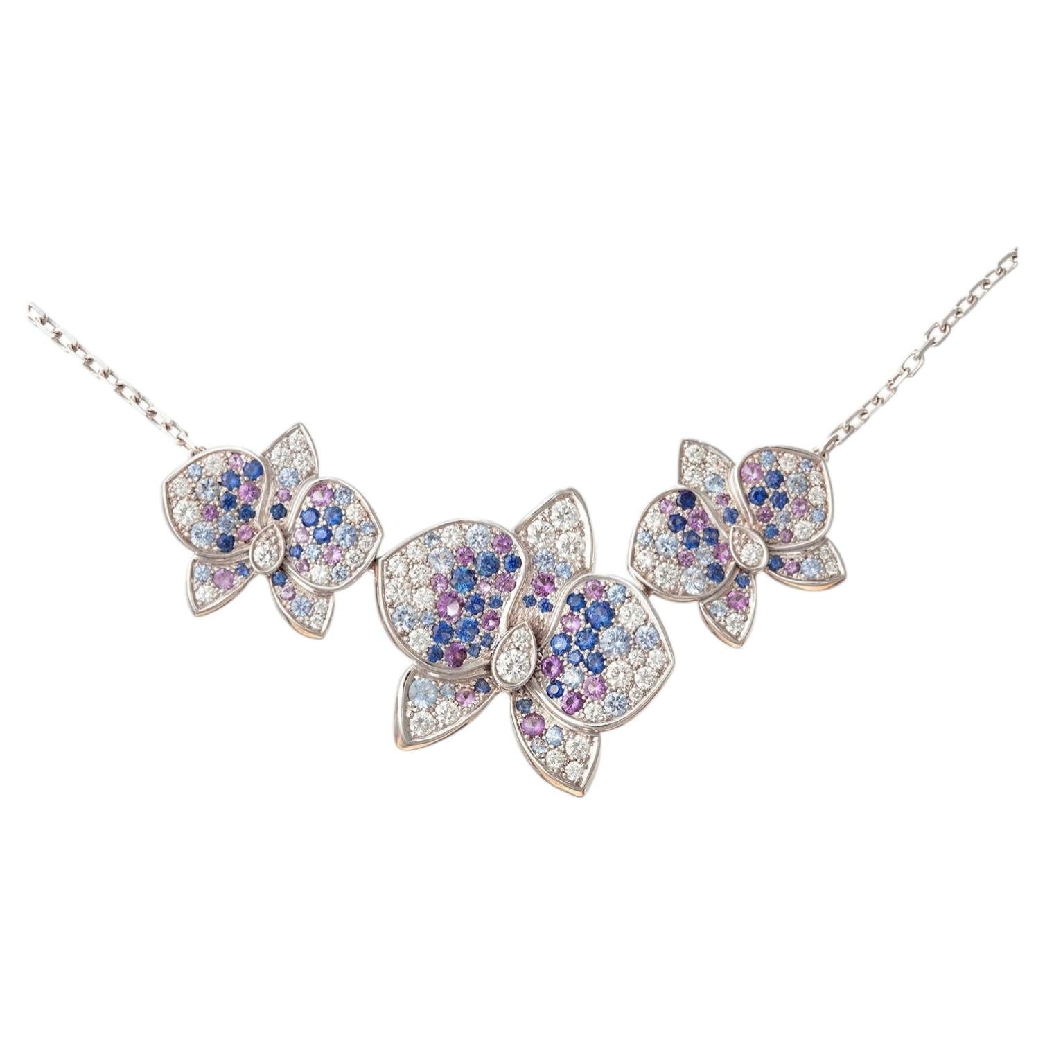 Cartier Sapphire Amethyst Diamond Caresse d'Orchidees Necklace