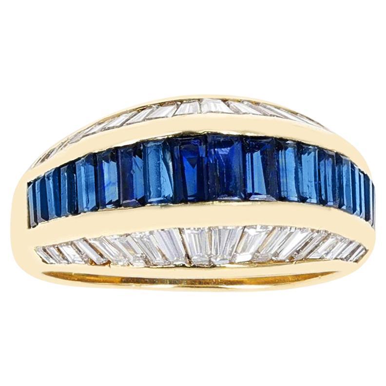 Cartier Sapphire and Diamond Baguette Ring, 18K For Sale