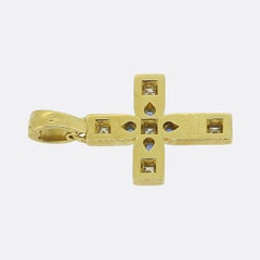 Cartier Sapphire and Diamond Byzantine Cross Pendant