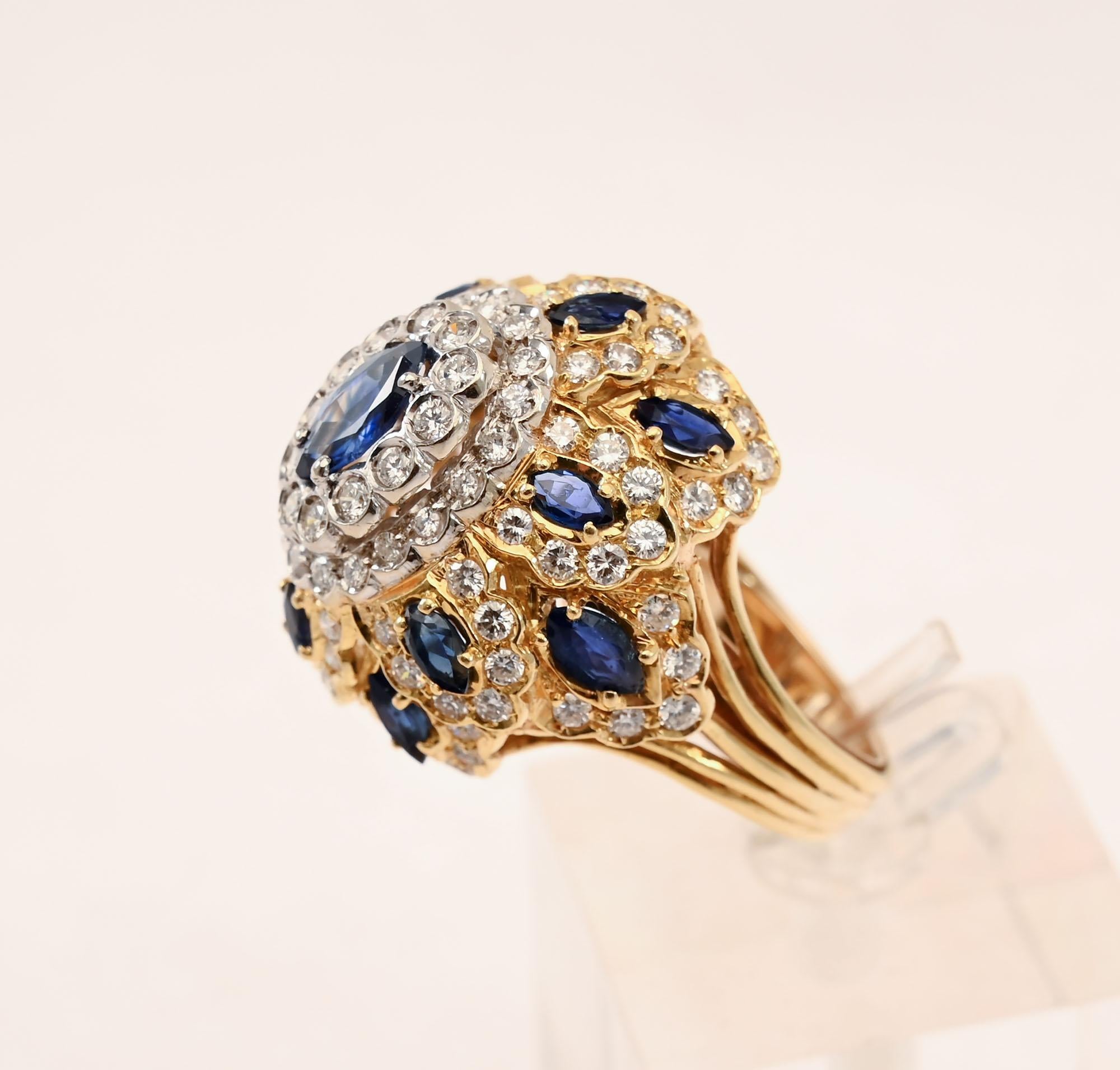 Anello da cocktail con zaffiro e diamante di Cartier In condizioni ottime in vendita a Darnestown, MD