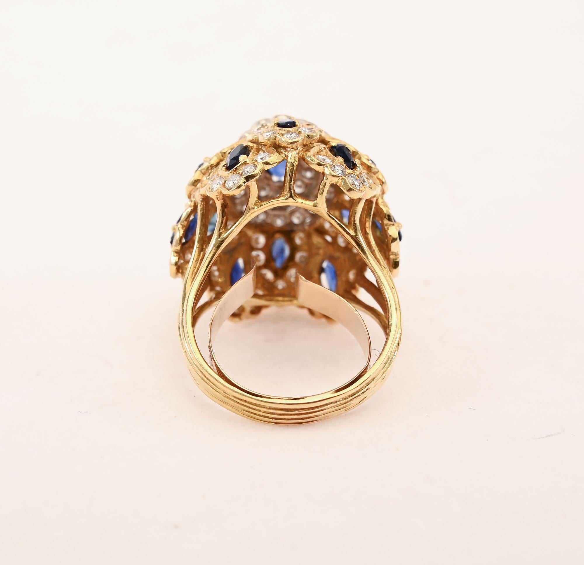 Anello da cocktail con zaffiro e diamante di Cartier in vendita 1
