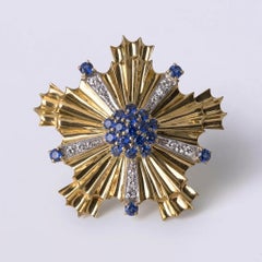 Cartier Sapphire and Diamond Floral Brooch