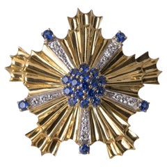 Cartier Sapphire and Diamond Floral Brooch