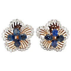 Cartier Sapphire and Diamond Flower Earrings