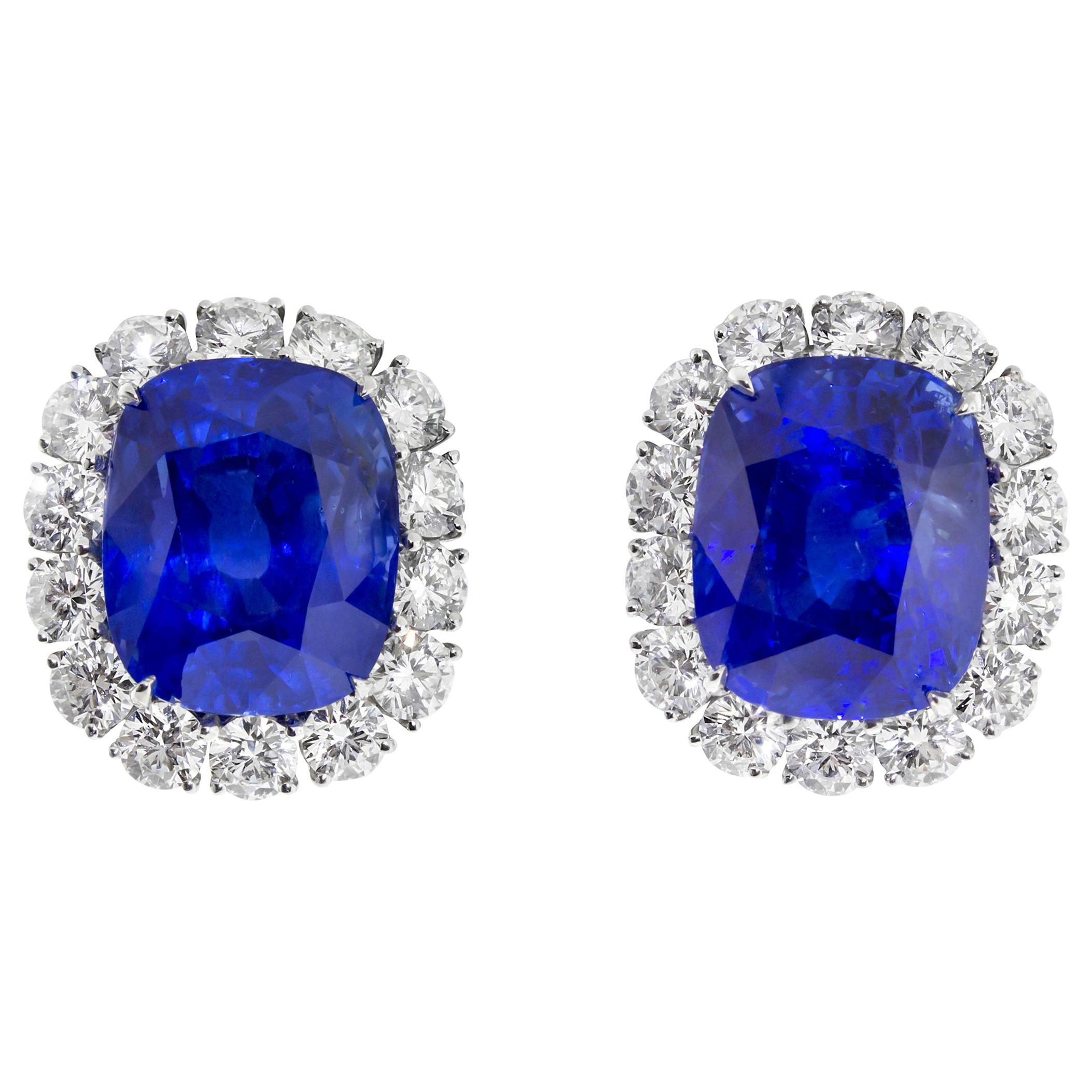 Cartier Sapphire and Diamond GIA and AGL Certified Ear Clips