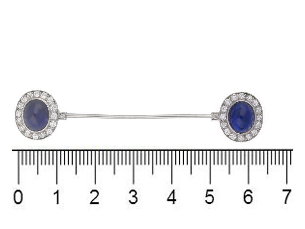 Cartier sapphire and diamond jabot pin, French, 1918. In Good Condition For Sale In London, GB
