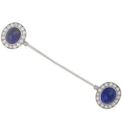 Used Cartier Sapphire and Diamond Jabot Pin, French, circa 1920