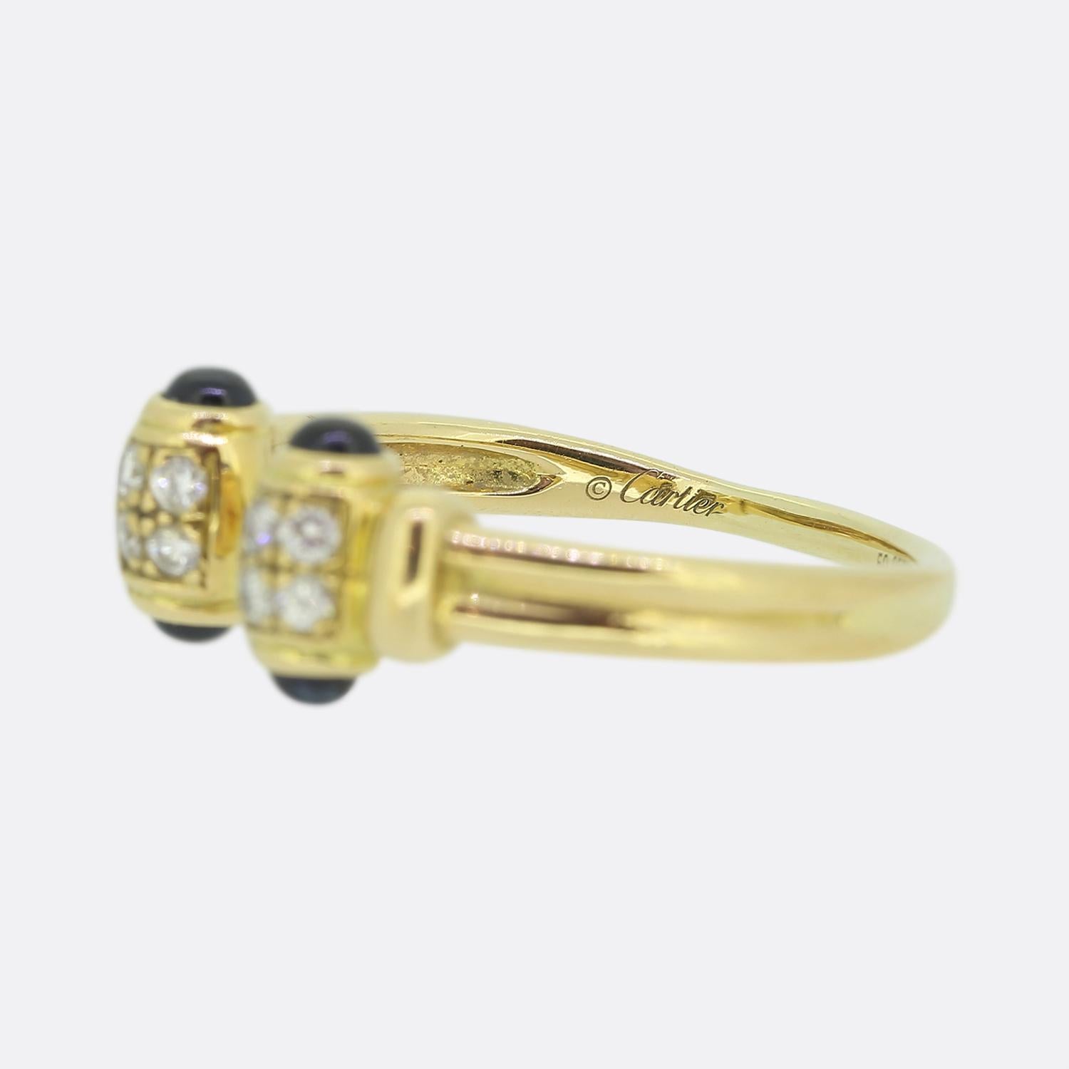 Cartier Offener Ring mit Saphir und Diamant, Größe R (59) für Damen oder Herren im Angebot