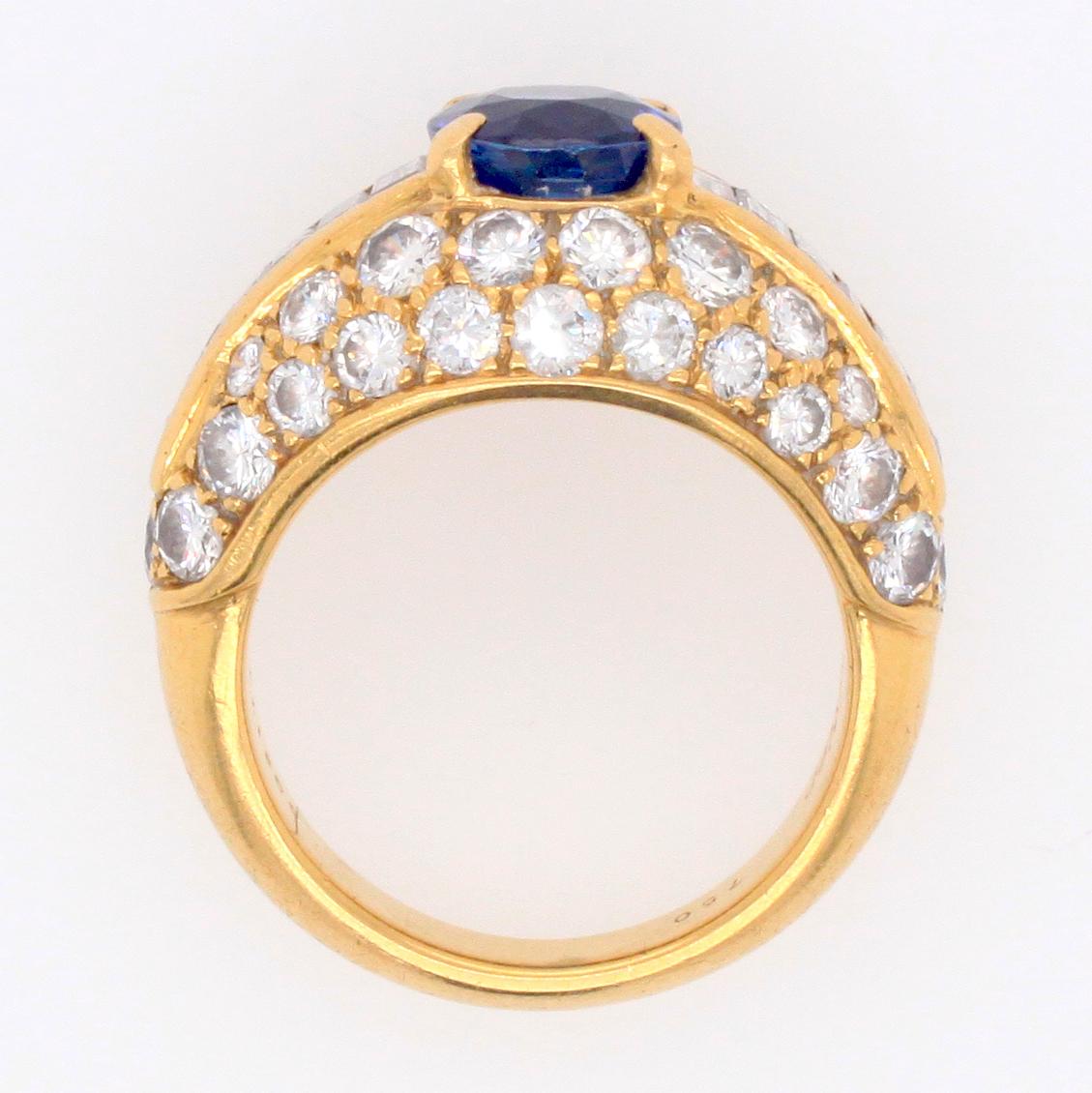 Retro Cartier Sapphire and Diamond Ring, 1960s