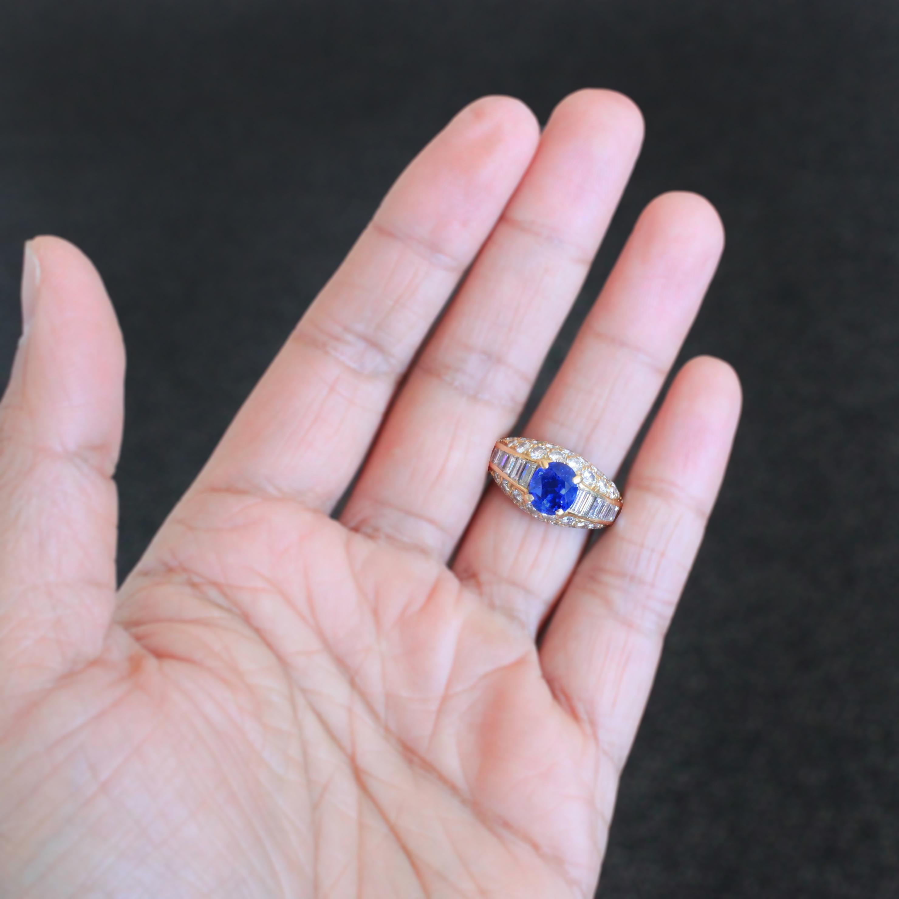 Cartier Sapphire and Diamond Ring, 1960s In Excellent Condition In Idar-Oberstein, DE