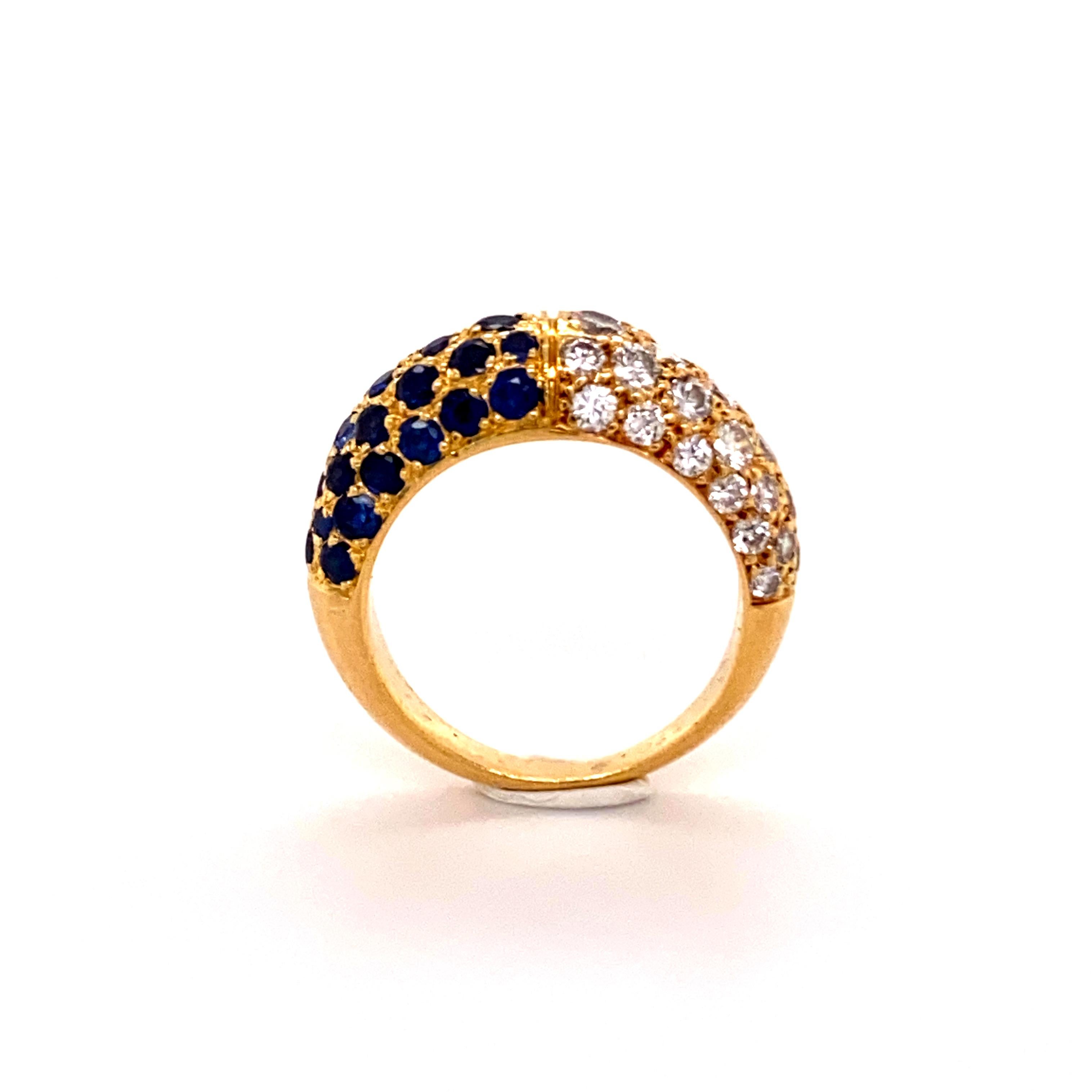 Brilliant Cut Cartier Sapphire and Diamond Ring in 18 Karat Yellow Gold